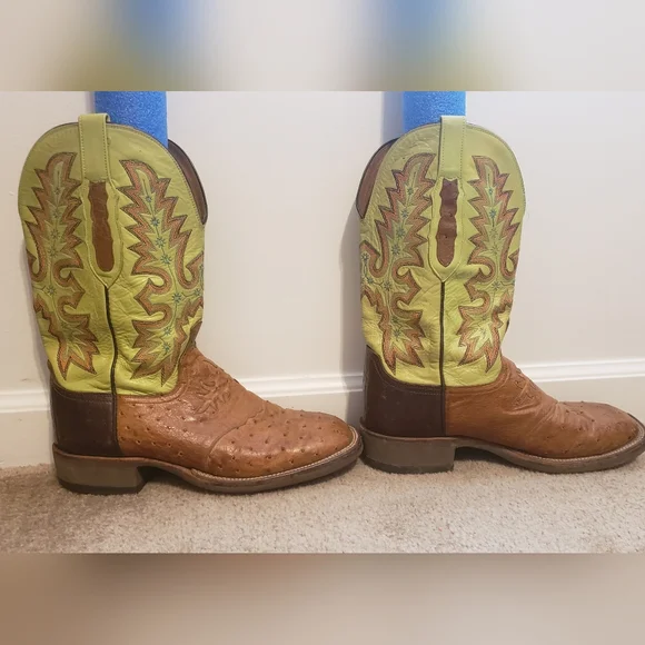 Lucchese Brown and Green Cowboy Boots - Picture 4 of 12